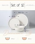 Getstar Dinnerware Ensembles, assiettes et bols (10.5” Plat + 8” Plat + 6” pour 4, Lave-vaisselle à micro-ondes en toute sécurité, 12 PCS Ensembles de repas en céramique