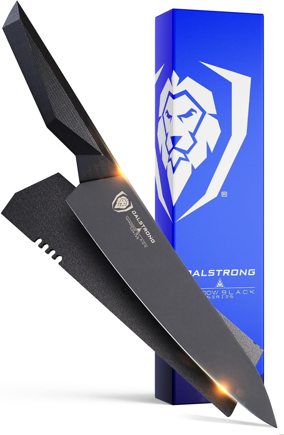 DALSTRONG Chef Knife - 8 inch - Shadow Black Series - Black Titanium Nitride Coated - Razor Sharp Kitchen Knife - High Carbon 7CR17MOV-X Vacuum Treated Steel - Sheath - NSF Certified