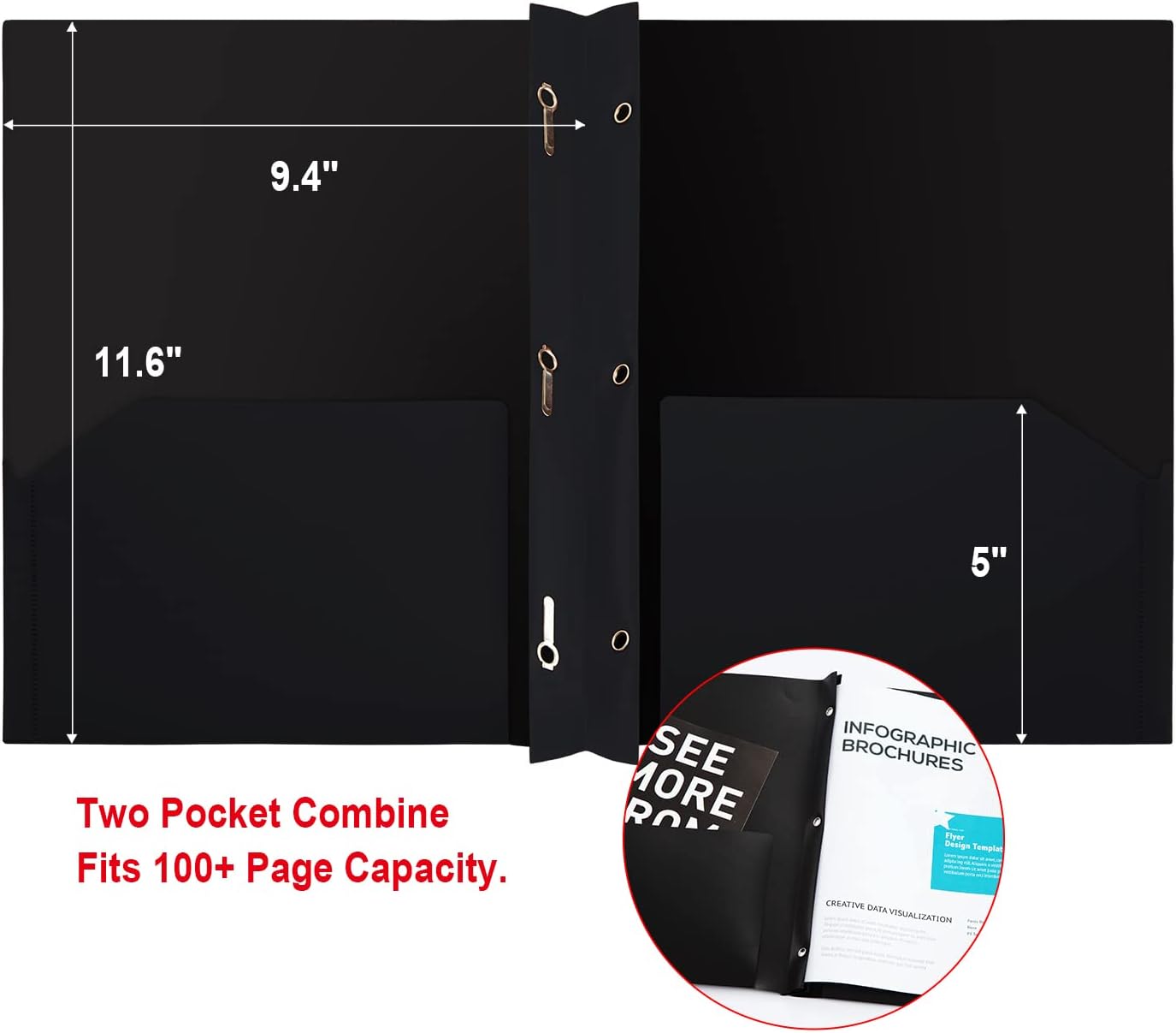 Comix Heavy Duty Plastic Folder, 2 Pocket Letter Size Poly File Plastics Folders with 3-Prong Fasteners - 12 Packs(6 Assorted Fashion Colors)