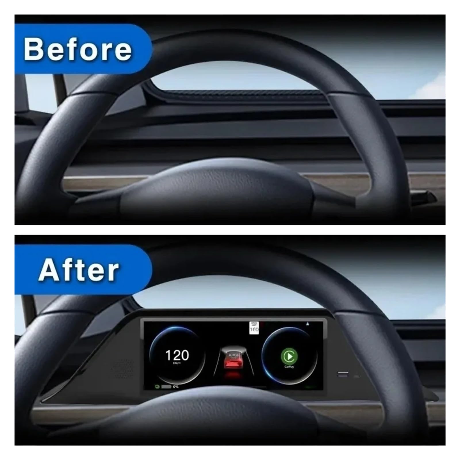 Panel de instrumentos LCD Compatible con Tesla modelo Y/3 pantalla táctil Head-Up Display con Android Auto Driver Monitor Energy Vehicle(Without camera)