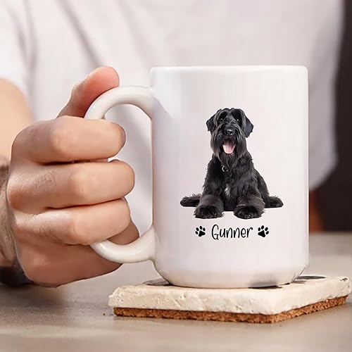 Miniatura 3 de Taza de café de perro Schnauzer gigante personalizada, regalos para mamá, papá, familia amantes de los perros, taza con nombre personalizado, 11 oz