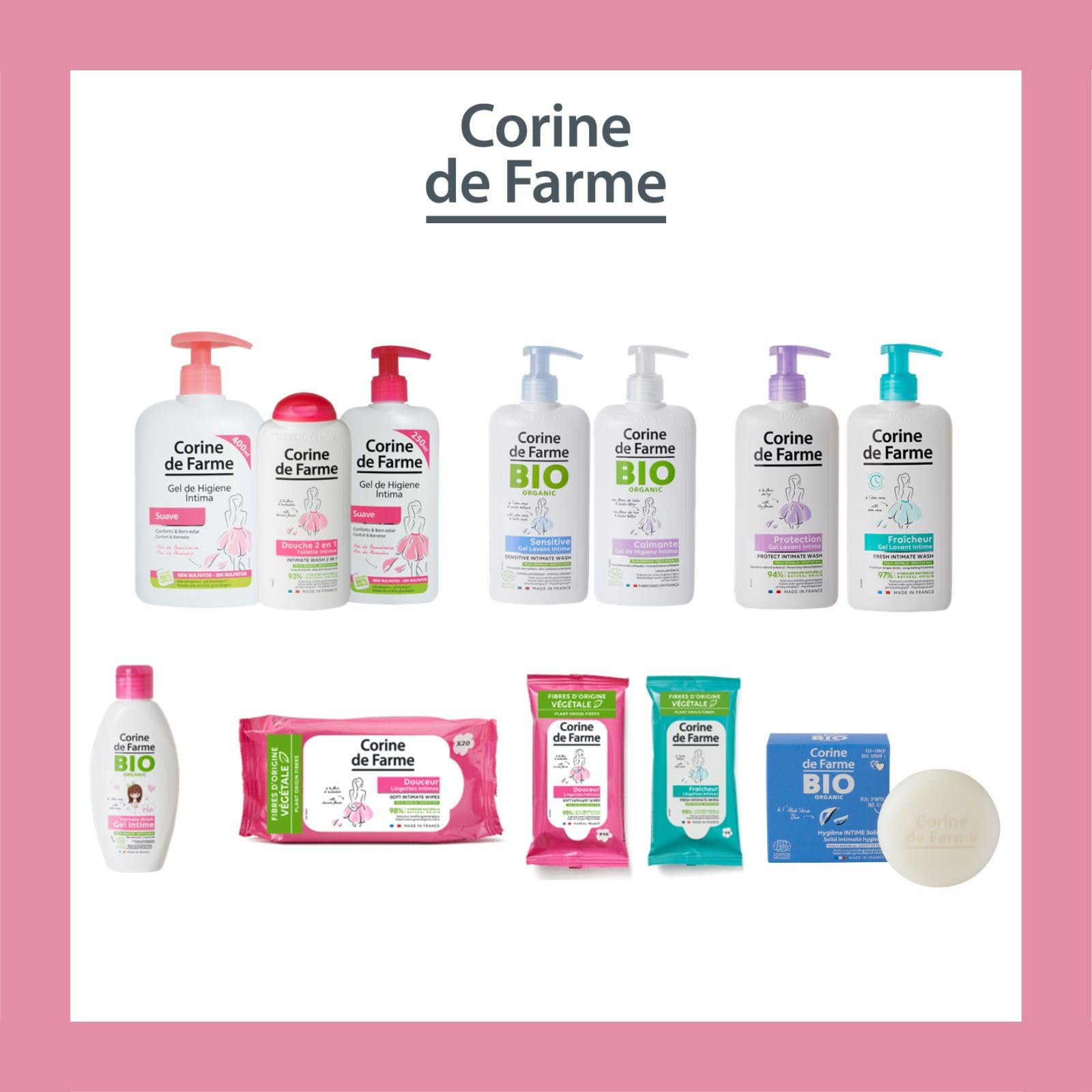 Corine de Farme | Stabilna Higiena Intymna Certyfikowana Organiczna 60g | Wyprodukowano we Francji
