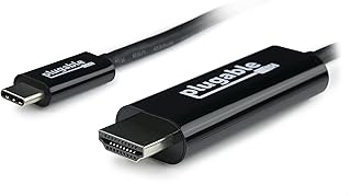 Plugable USB C to HDMI Cable 6ft - Connect USB-C, Thunderbolt 3, Thunderbolt 4 or USB4 Laptops to HDMI Displays up to 4K@60Hz - Compatible with Mac and Windows, HDMI 2.0, 1.8m