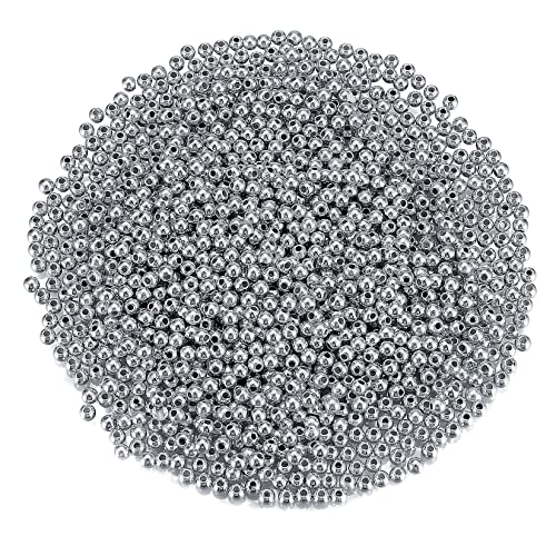 Environ 4000 perles rondes d'espacement argentées, boules lisses de 4 mm pour loisirs créatifs, bracelets, colliers, bijoux