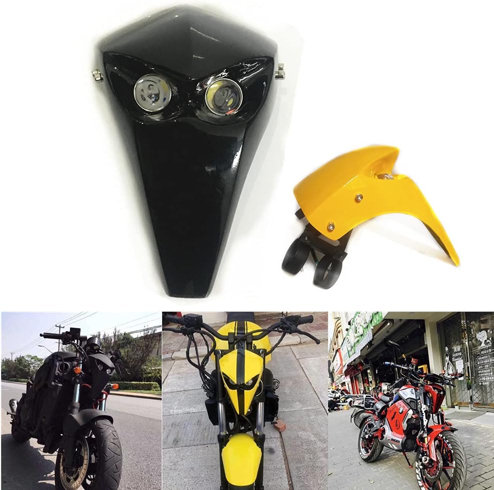 Universal Fiber Glass FRP Motorbike Headlight Fairing Racing Skeleton Skull Headlight Motorcycle For Harley Yamaha Suzuki (Black) Universal Fiber Glass FRP Motorbike Headlight Fairing Racing Skeleton Skull Headlight Motorcycle For Harley Yamaha Suzuki (Black)