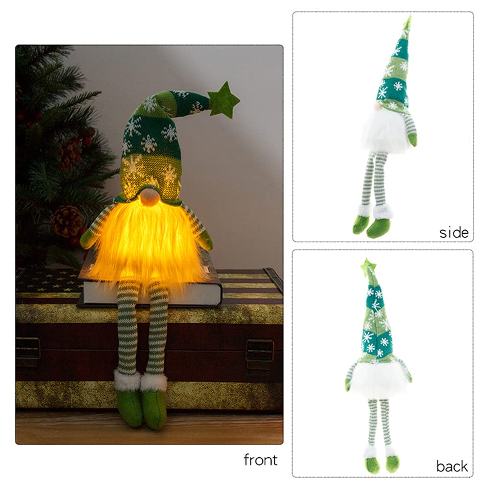 Bseical 3 Piezas Gnomo NavideñO Iluminado Papá Noel, DecoracióN De Gnomo De Navidad con Luz Led, Elfo Navidad Muñeco, MuñEca De Felpa Hecha A Mano De Papá, Bateria Cargada(Medio, Rojo Gris Verde)