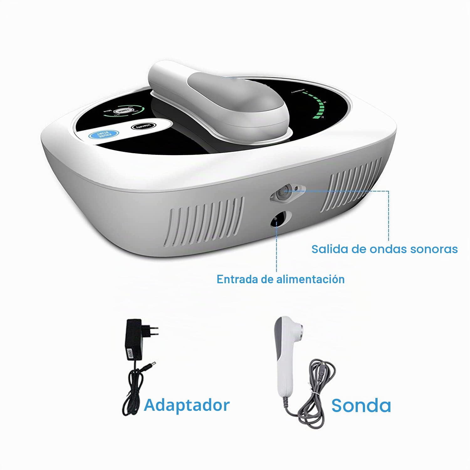 YUNCHI Dispositivo profesional de fisioterapia para aliviar el dolor muscular y articular, dispositivo de micromasaje con gel, CS-02 con maletín portátil