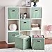 VC CUCINE Foldable 6 Packs Light Green Cloth Fabric Storage Drawers Bins,Collapsible Basket Cube for Home Closet Bedroom Containers Set With Two Mental Handle