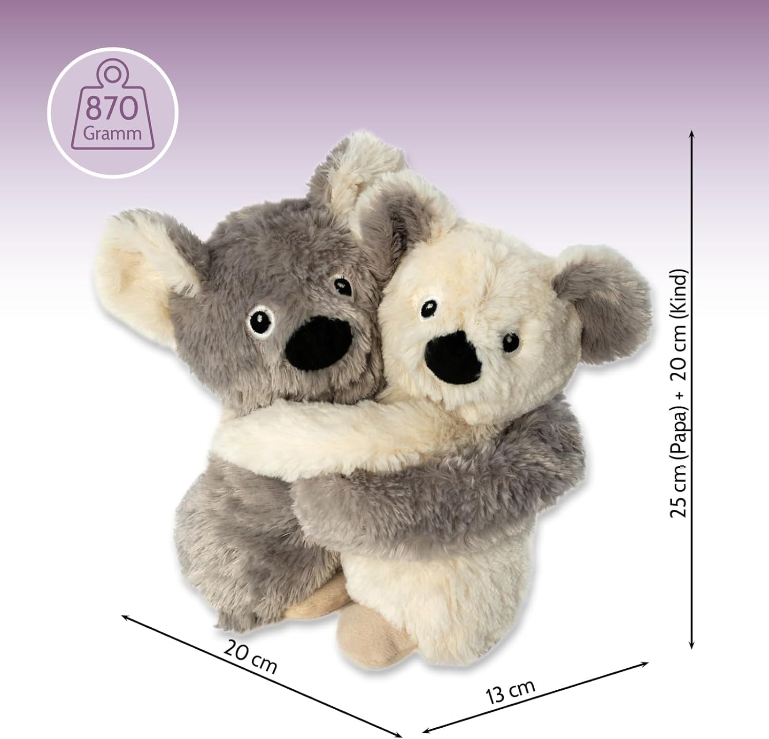 Habibi Koalas - Cojín térmico prémium para niños y adultos, 2 unidades, relleno de mijo extraíble, para calentar microondas y horno