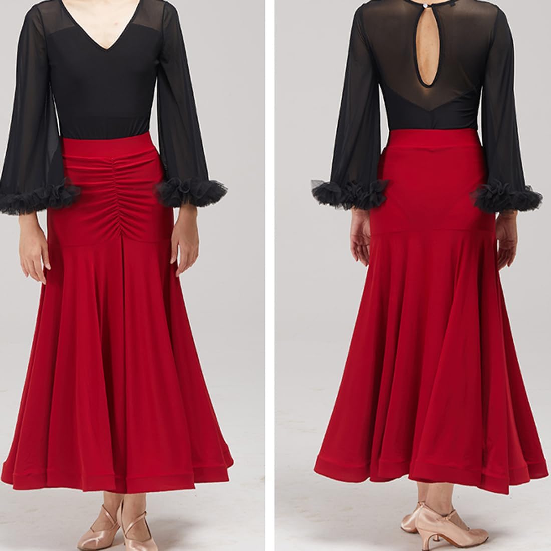 社交ダンス　パソドブレ　巻きスカート リバーシブル リボン セミオーダー 社交ダンス パソドブレ 巻きスカート リバーシブル リボン セミ