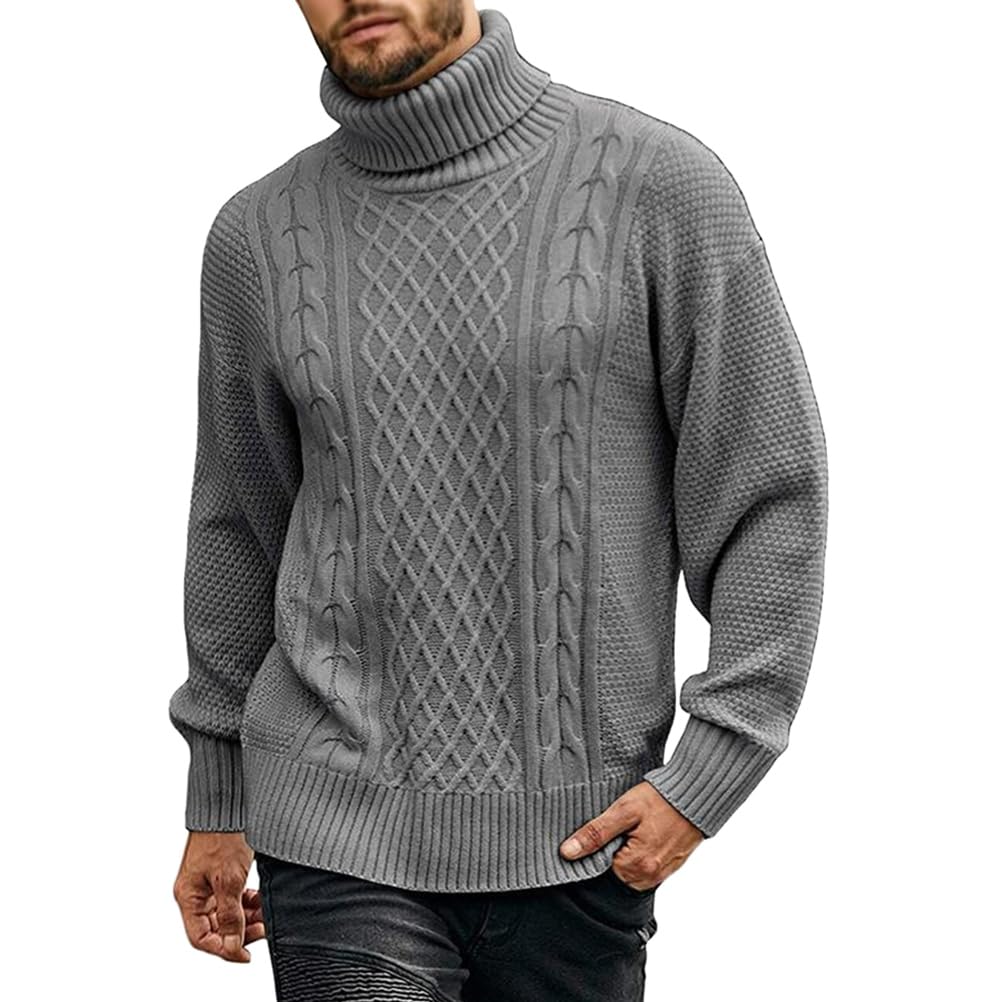 Maglione Dolcevita Uomo Invernale Collo Alto Trecce Pullover Lupetto Maglia Treccia Maglieria Maglioni Casual Caldo Sweater