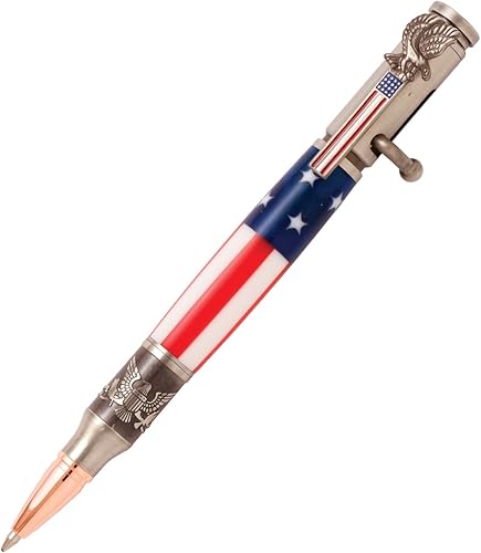 Miniatura 2 de Penn State Industries PKCP8AEAP - Kit de bolígrafo de acción patriótico grabado con perno de águila calva (1, peltre antiguo)