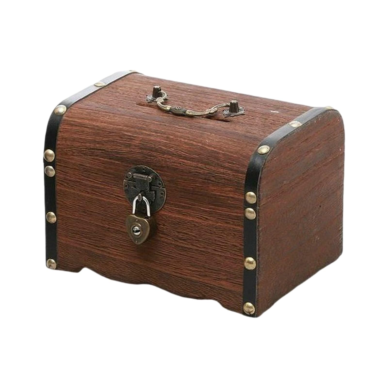 Buxuaaaa D Wooden Coin Storage Box Ecorative Lockable Money Saver Chests Coin Container For Kids Room Homes Isplay Vintage Wooden Savings Box