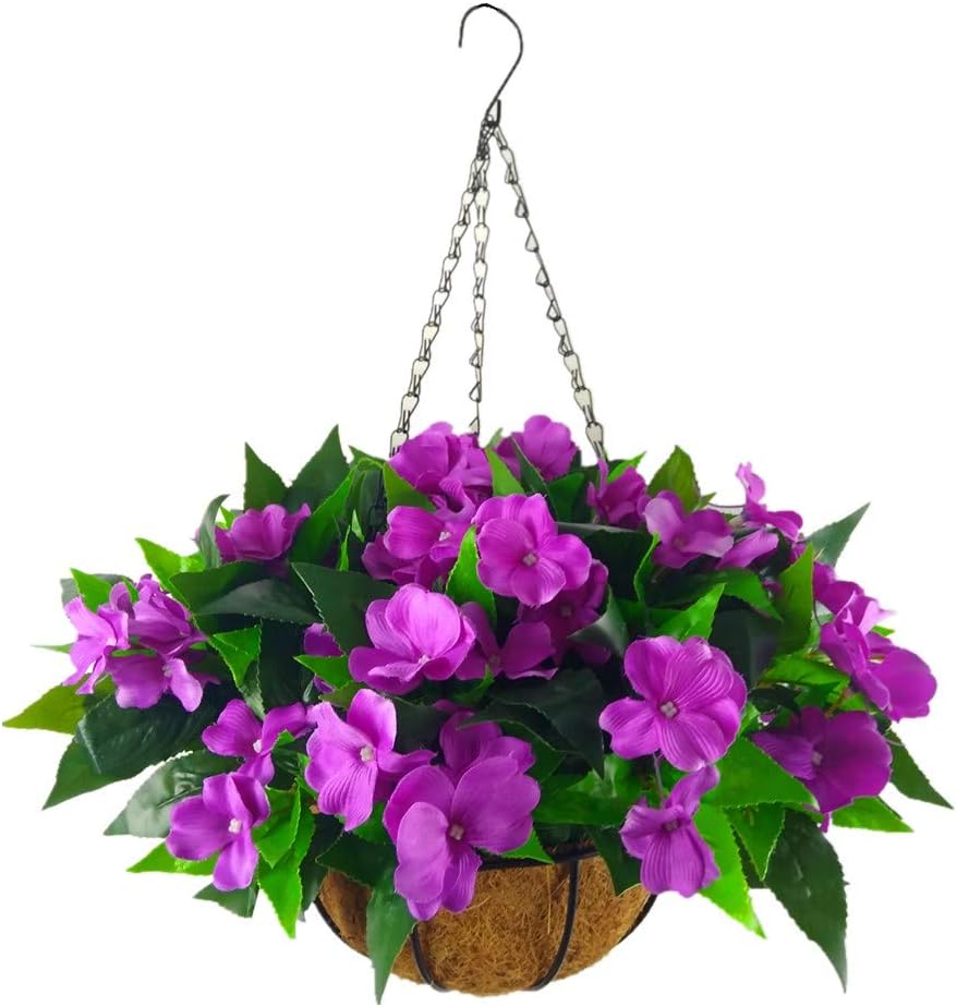 Bo Lala Fake Silk Impatiens Flower Pot Chain Hanging Basket