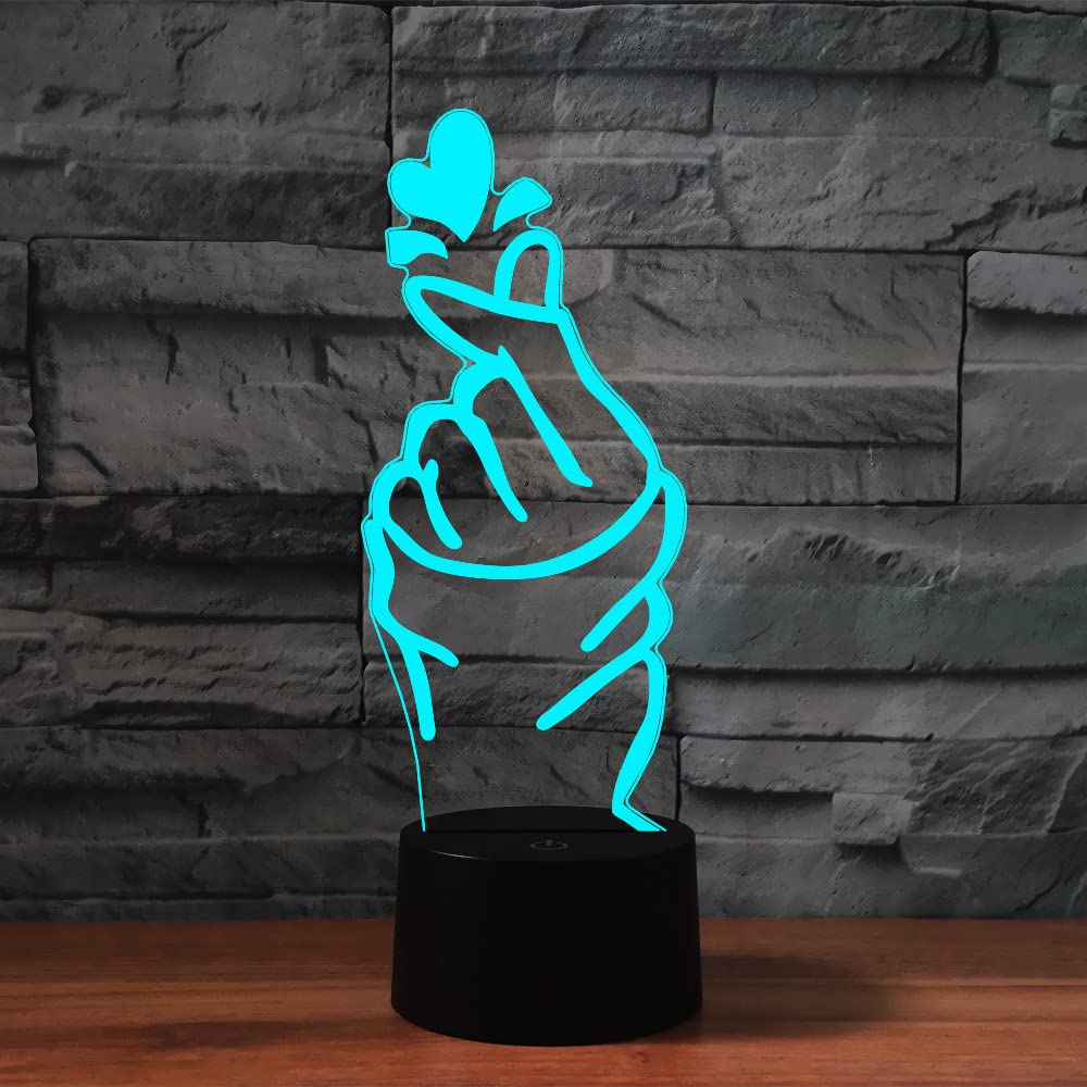 SUPERRUIDALONG 3D Hand Heart Gesture Night Lights with Remote Control 16 Color LED Table Lamp Children Bedroom Decor Gifts for Kids - Image 4