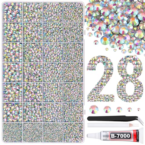 Image of 30000Pcs Resin Rhinestones for Bedazzling with Tweezers, AB Rhinestones for Crafting with B7000 Jewelry Glue for DIY Crafts Clothing Tumblers Shoes Fabric Nail Art