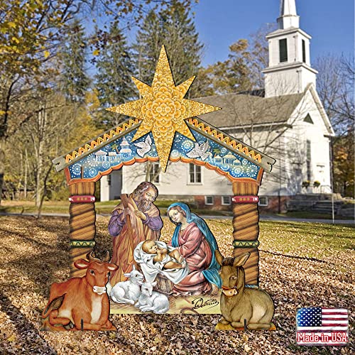 Christmas Nativity Set Holiday Wooden Freestanding Outdoor Decoration Set Art By G.debrekht Fs8114030 - Designocracy #TOP2