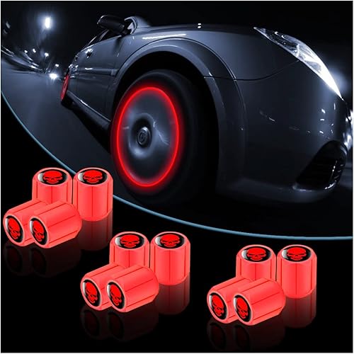 Miniatura 47 de 12 tapones fluorescentes para válvulas de neumáticos de automóvil, cubierta de válvula de rueda de ABS resistente a la corrosión, tapa iluminada