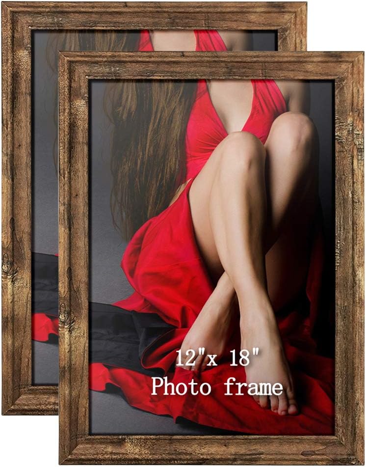 Calenzana 12x18 Poster Picture Frames Rustic Distressed Photo Frame 12 x 18 Set, Wall Hanging, 2 Pack, Brown