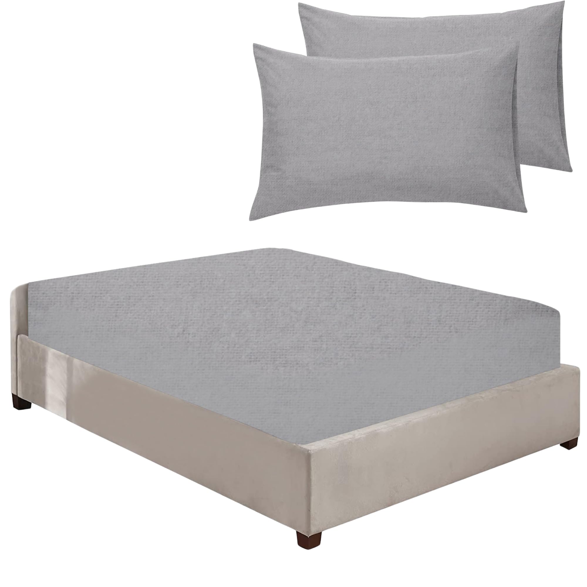Niys Luxury Bedding Silver 100% Brushed Cotton Flannelette 40Cm/16" Extra Deep Fitted Sheets In 12 Colours (, King + Pillowcase Pair)