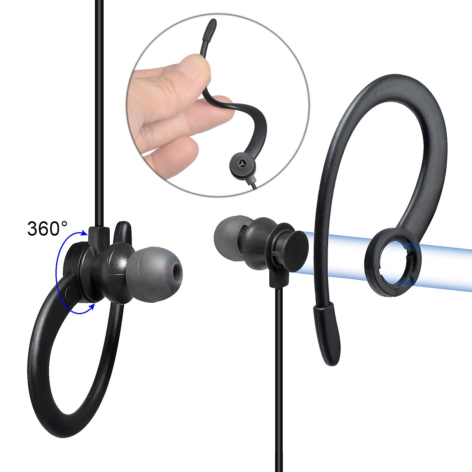 2-Pin Funkgeräte Headset mit Mikrofon PTT | Kompatibel mit Midland G7 pro G8 G9 pro M24 M24 Plus M48 M99 G6 XT G7 XTR | Security Softair