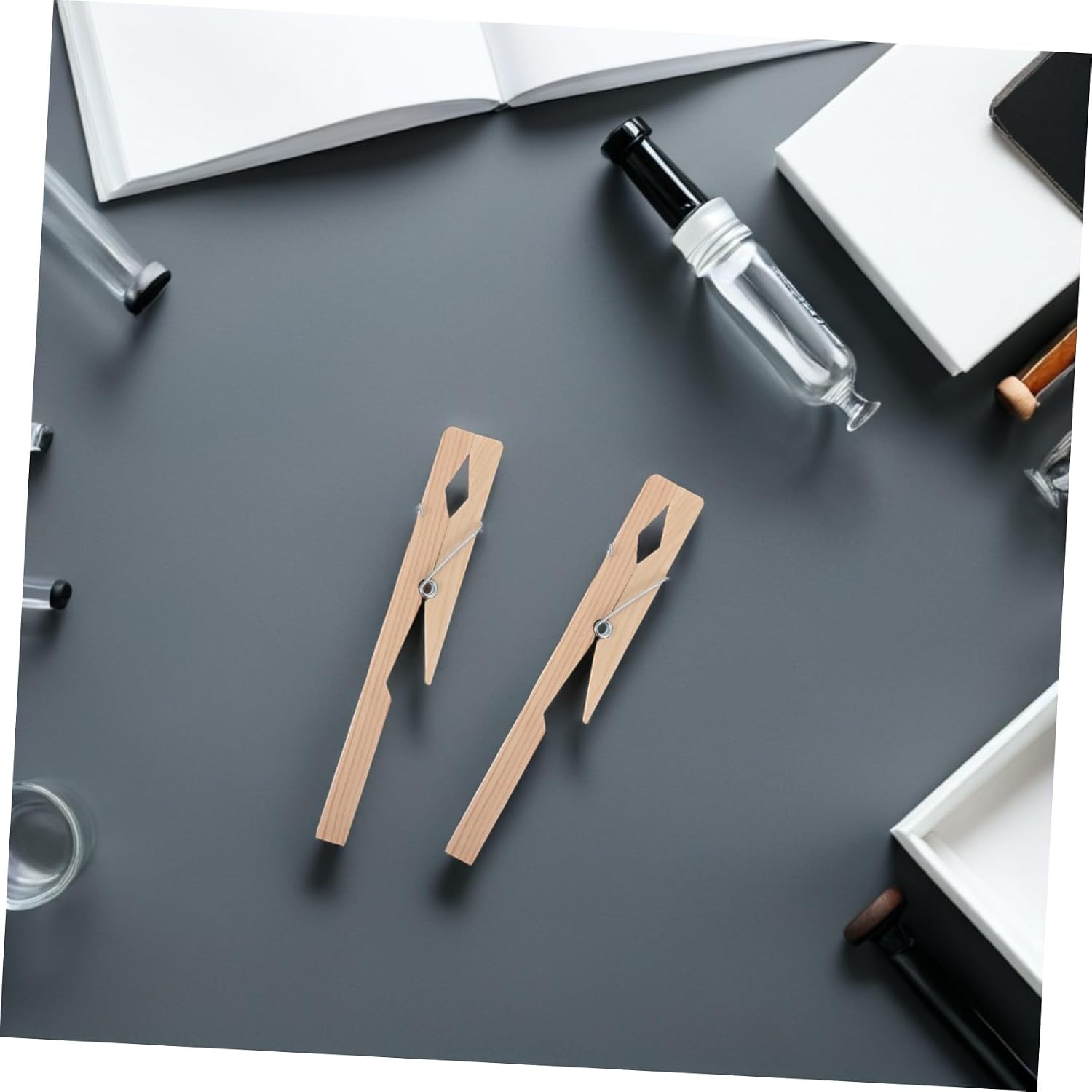 Luxshiny 10pcs Wooden Test Tube Clamps for Laboratory Glass Tubes, Polished Iron and Wood Material with No Burrs, Elegant and Professional Look, for Experimental Equipment Setup and Lab Use