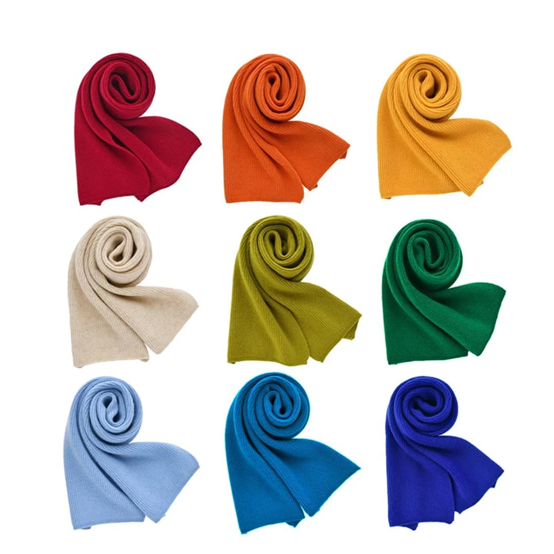 Bufandas de punto de cachemira de color sólido para mujeres u hombres, bufanda de invierno para adultos, bufanda de lana gruesa cálida
