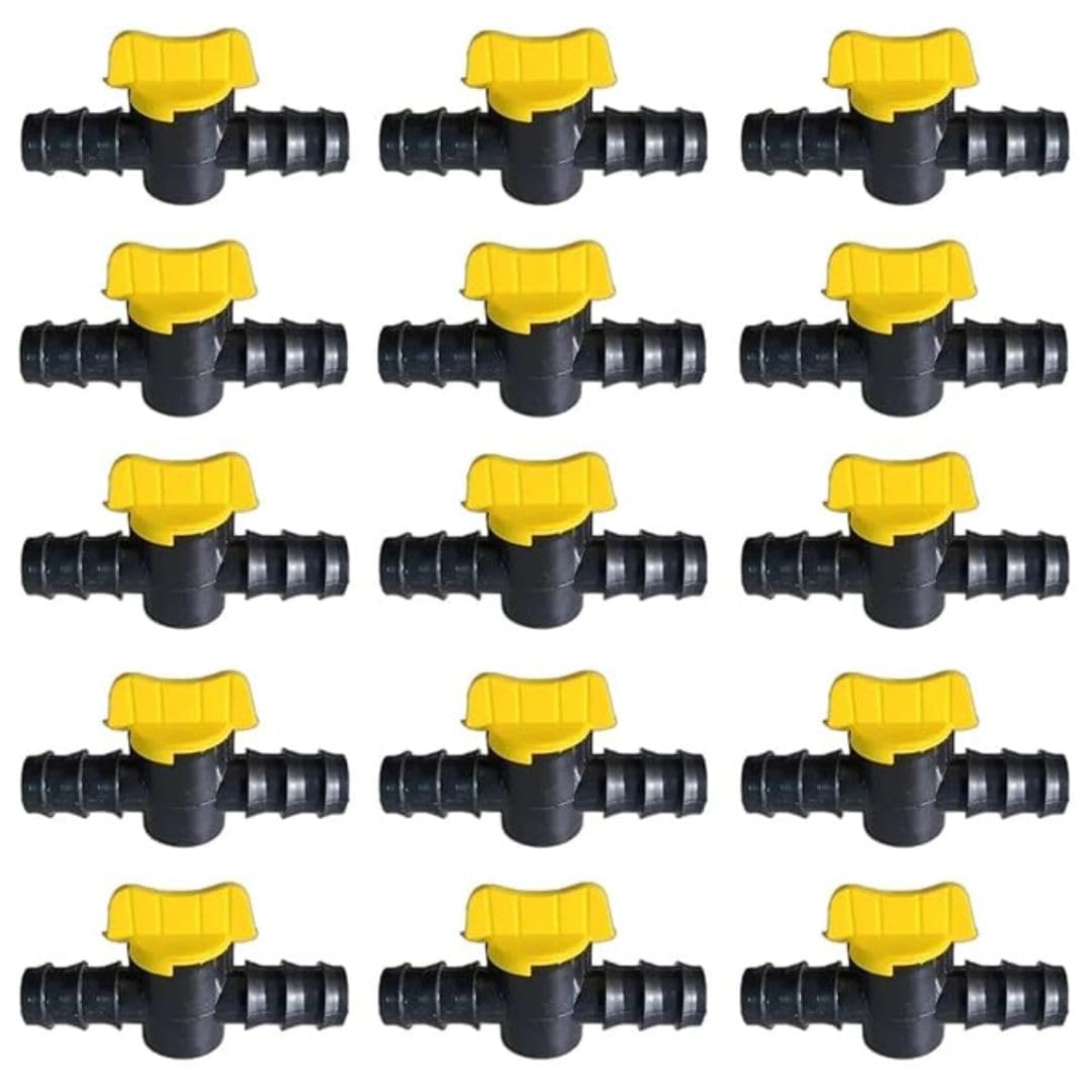 16mm Drip Irrigation Valve with On Off Control, Black and Yellow Pipe Connector for Garden, Agriculture, Nursery (DRIP VALVE, 10, Count)-image-28