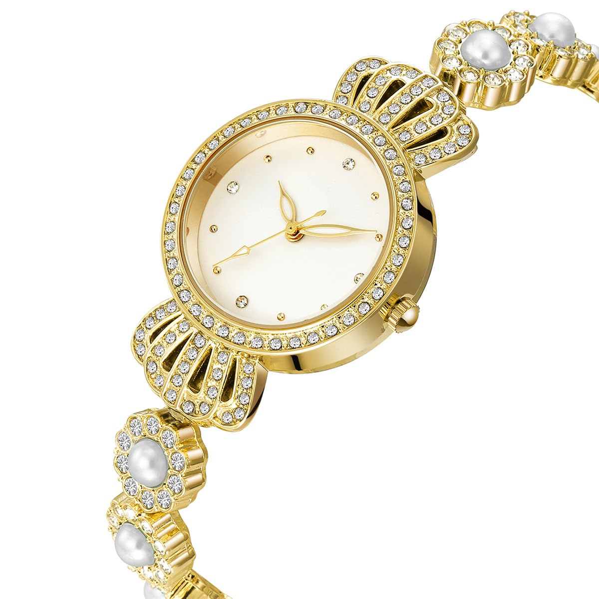 Reginald Reloj de pulsera de cuarzo para mujer con esfera de cristales brillantes, estilo vintage