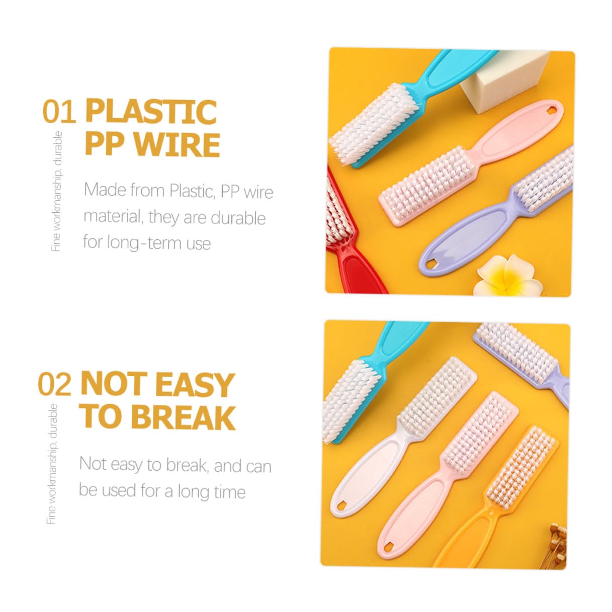 Spazzola per Unghie in Plastica la Pulizia, Set 24 Pezzi, Manico Antiscivolo, per Mani, Piedi e Unghie, Adatta a Uomini, Donne e Ragazzo Ragazza, Portatile per Colore Casuale