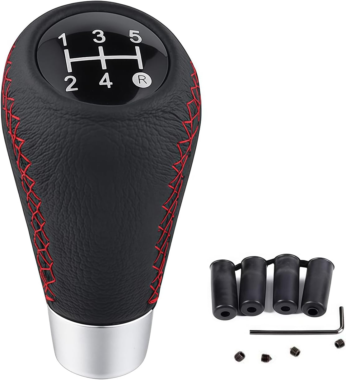 Universal 5-Speed Shift Knob, Fits Most 5-Speed Manual Transmission Vehicles (Includes 4 Rubber Adapters & Installation Tool)