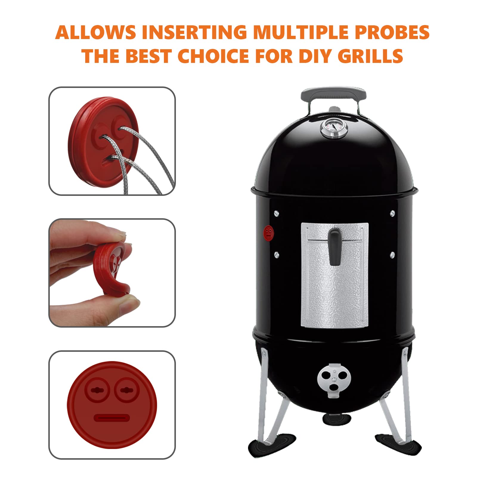 2 Thermomètres + Passe-fils Pour Weber Smokey Mountain - Pièces 85037