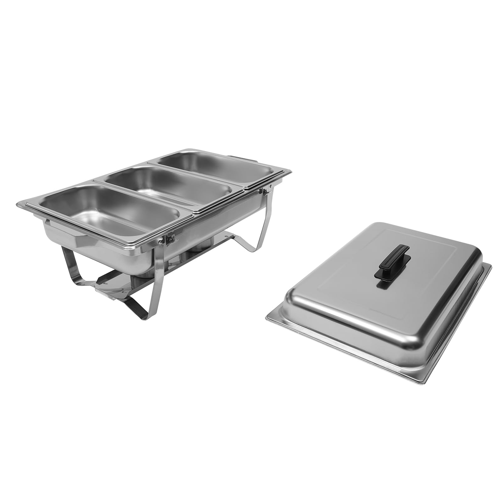Set da 8 litri, 3 scomparti, in acciaio inox, con coperchio, per il calore, per il buffet, per hotel, brunch catering events