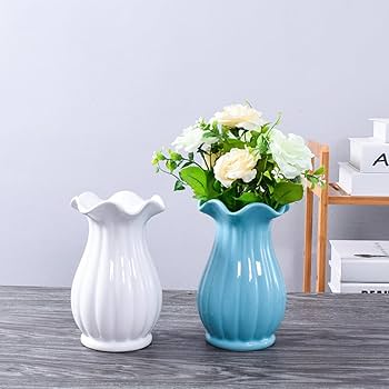 Amazon.co.jp: YJFFQ フラワーベース 北欧 花瓶 陶器 白