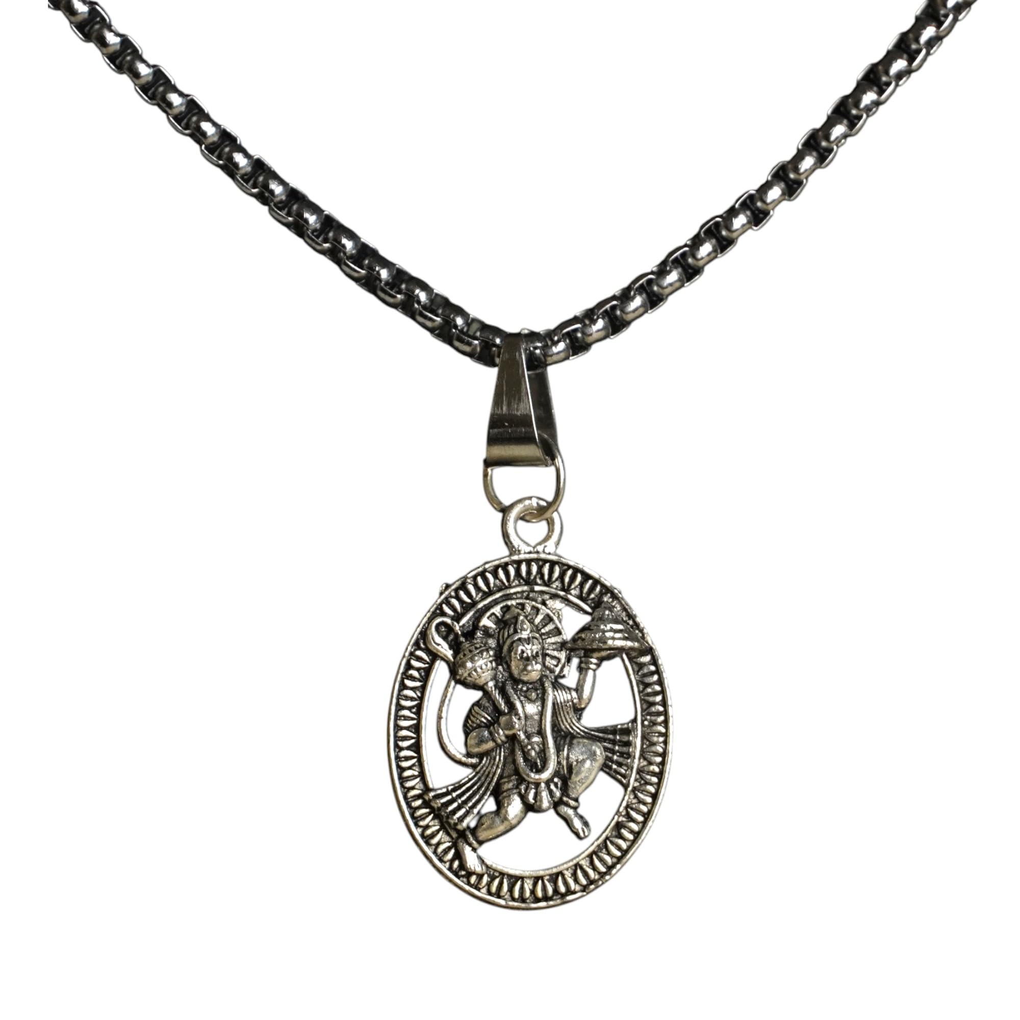 Grey Govardhan Hanuman Ji Necklace for Men | Divine Hanuman Pendant with Chain | Spiritual & Devotional Jewelry Gift-image-30