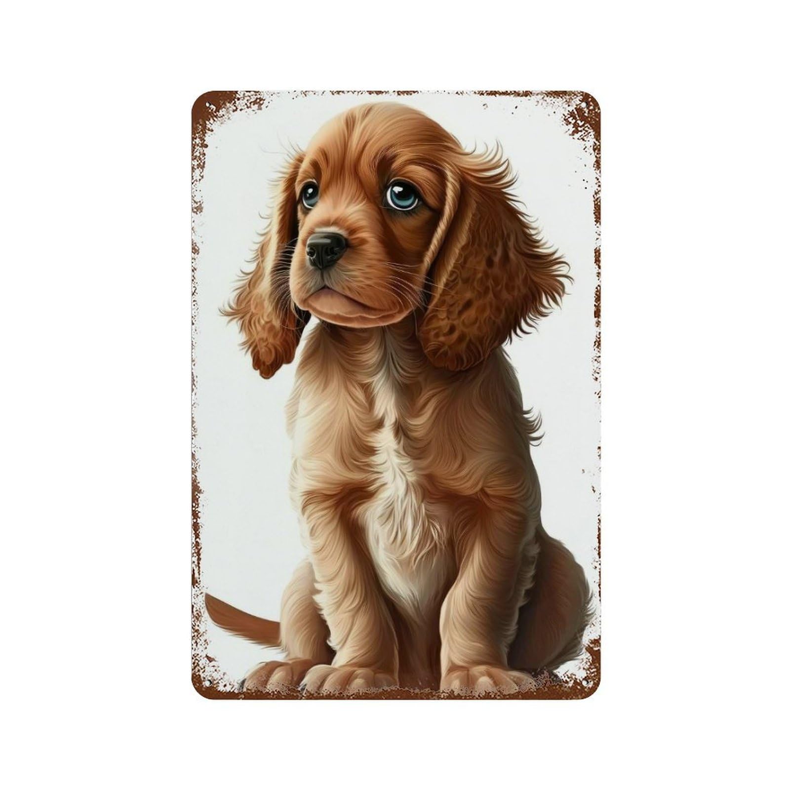 Cocker Spaniel Dog 02 Rust Effect Tin Sign 11.8"x7.9", Vintage Wall Decor for Bistro, Counter And Cafe Decor