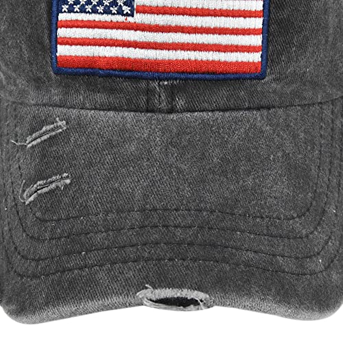LONGTEN Boné de beisebol vintage meia malha bordado bandeira dos EUA estrelas algodão chapéu de sol
