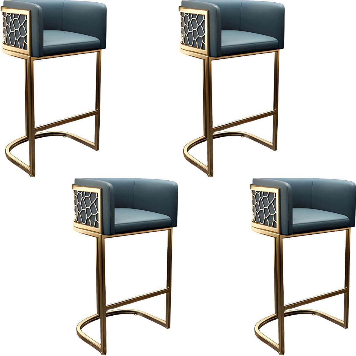 CraftThink Counter Stool, Modern Glam Gold Metal Faux Leather Bar Stool Dining Chair