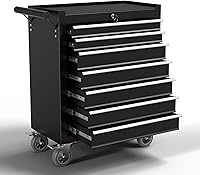 Bettertoolsforbetterlife 7-Drawer Metal Rolling Tool Chest with Locking System & Wheels - Durable Black Toolbox for Garage Workshop