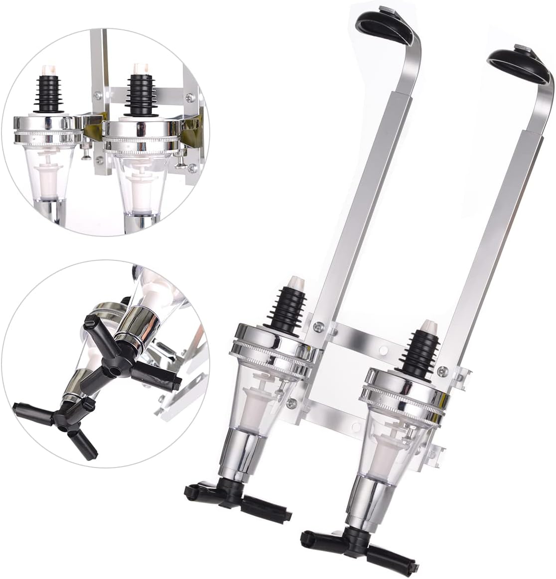 Wall Mounted 2-Bottle Liquor Dispenser Bar Butler Wine Holder Alcohol Drink Shot Cocktail Shaker Beer Drinking Alcohol Bar Beverage Liquor Whisky Dispenser for Home Bar Tools