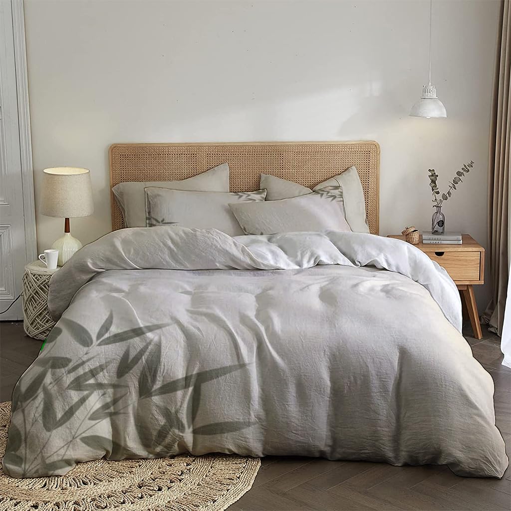 NIBAINLO 布団カバー中国の竹のデザイン 肌に優しい ピーチスキン加工 掛け布団カバー 和式 洋式 あったか 布団カバーセット リバーシブル ホームステイ ホテル 家庭兼用