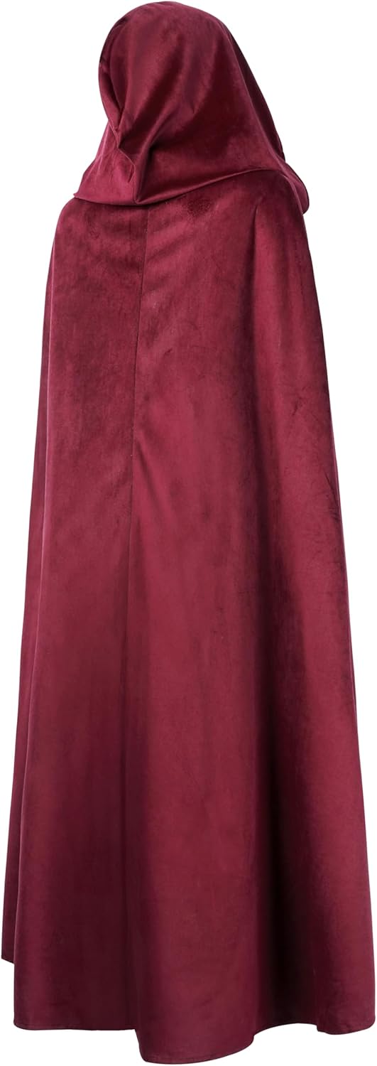 Medieval Cloak with Hood Renaissance Cape for Men and Women Halloween Costume - Image 3