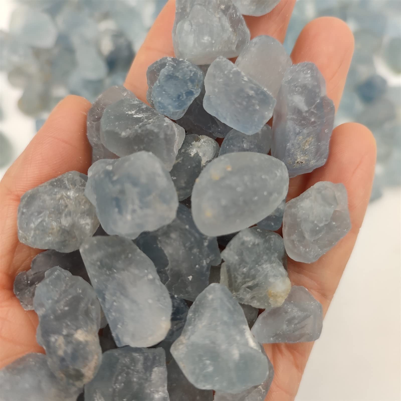 100 g/Paquete Natural áspero Celestite Cuarzo Cristal caído Piedra Chip Grava hogar Acuario decoración espécimen Inicio Colecciones