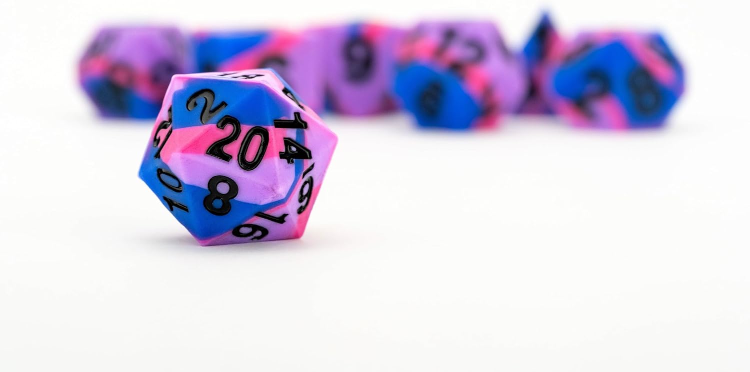 Sharp Edge Silicone Rubber Dice Set: Bisexual Pride