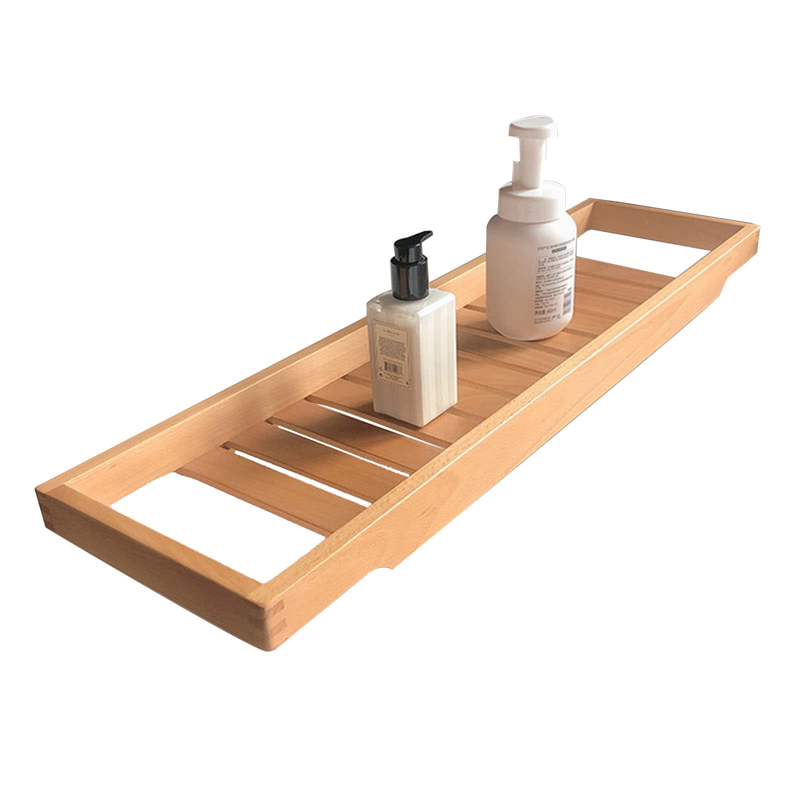 MYUYEE Bamboo Bathtub Caddy Tray Wooden Bath Tray For Tub Extendable Bathtub Caddy Organizer For Luxury Spa Wooden Bath Tub Shelf Tub (Wood Color-70X14.5Cm)