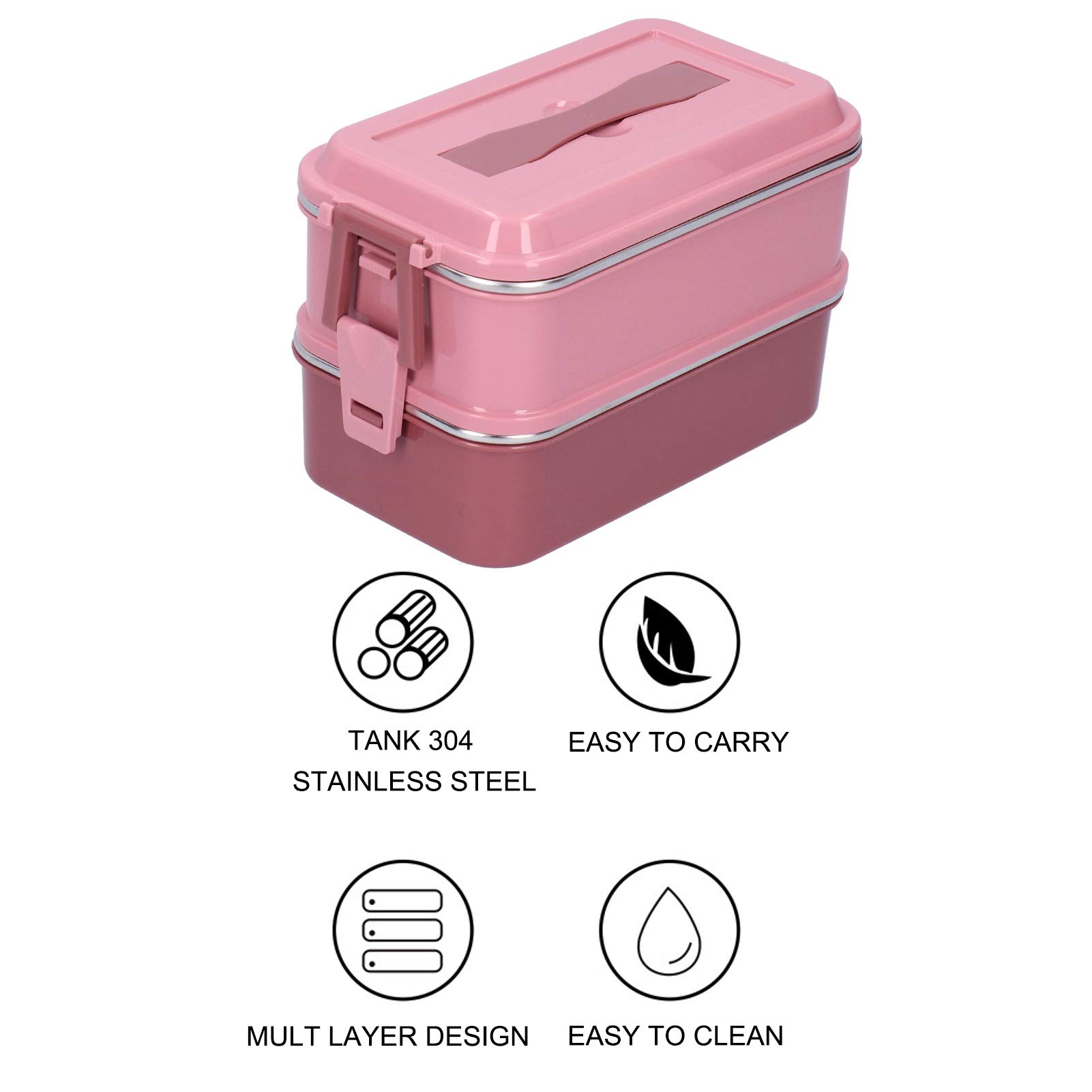 Lonchera térmica de acero inoxidable 304 con compartimento y doble capa térmica, para oficina, escuela y viajes, mantiene la comida caliente, libre de BPA