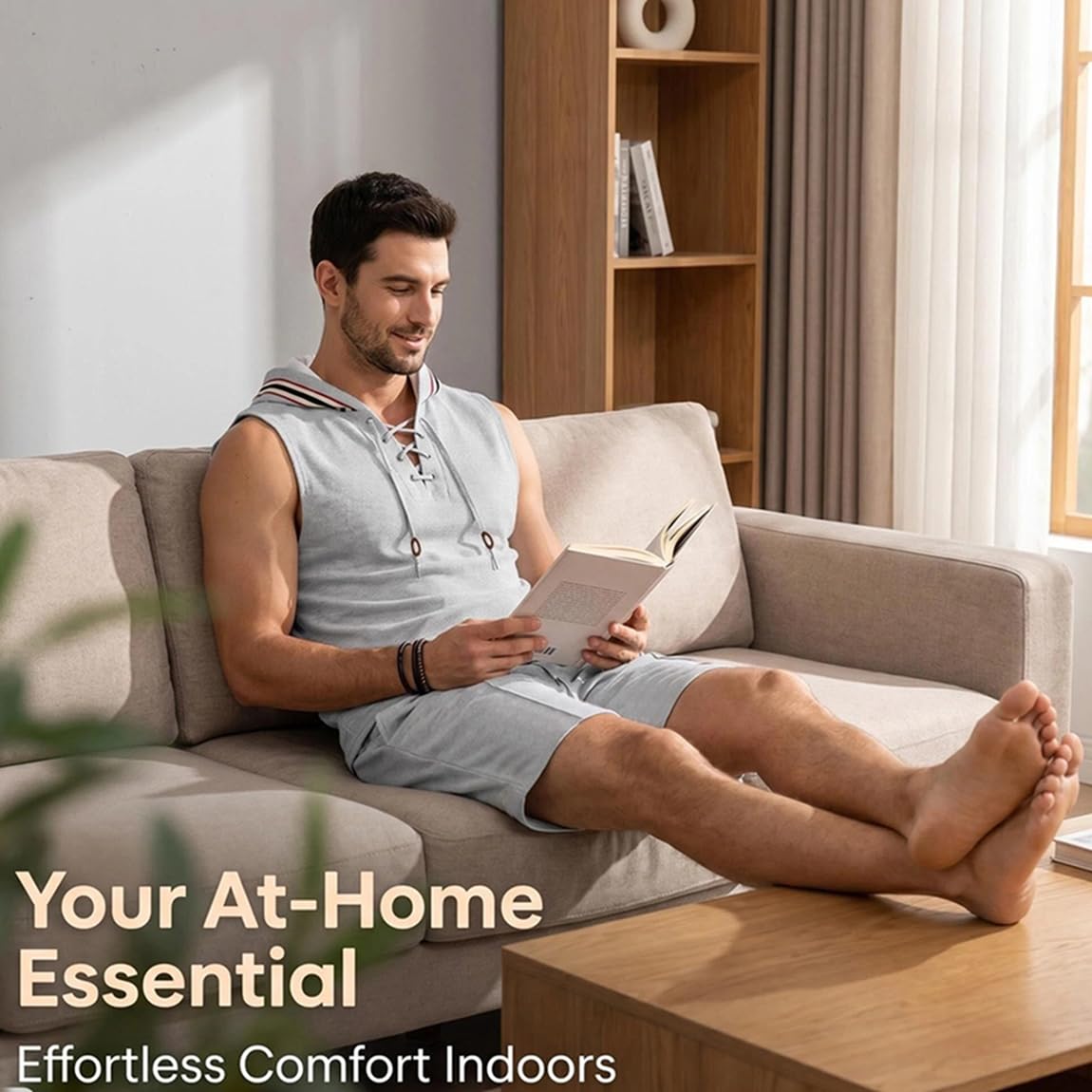 Générique Ensemble Homme Été 2 Pièces Débardeur Sans Manches et Short en Lin Mélangé Tenue Décontractée Respirante Style Casual Plage Vacances