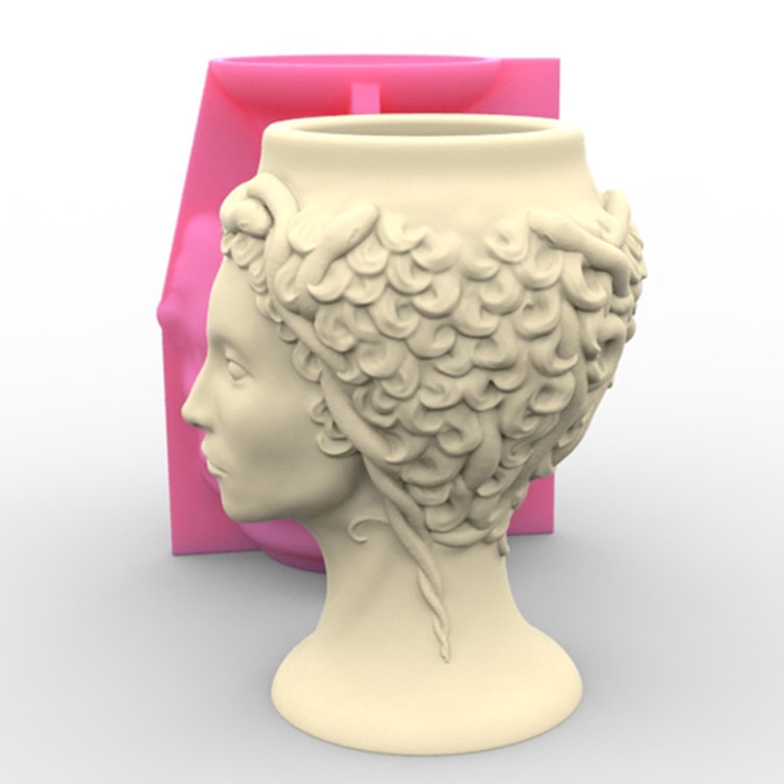 3D Lady Head Vaso da fiori in gesso Stampo in silicone resina epossidica Vaso succulento Portacandele in cemento Stampo portacandele per calcestruzzo resina cementizia
