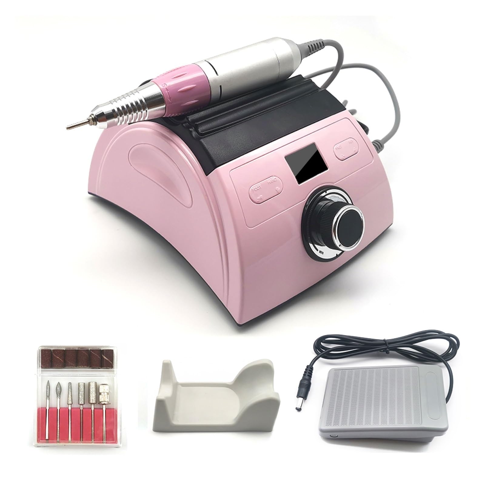 Taladro de uñas, Taladro De Uñas Profesional, Lima Eléctrica 30000 RPM Con Pantalla Velocidad, Kit Manicura Y Pedicura For Acrílicas, Gel, Pulido Modelado Para uso doméstico(White Nail Drill)