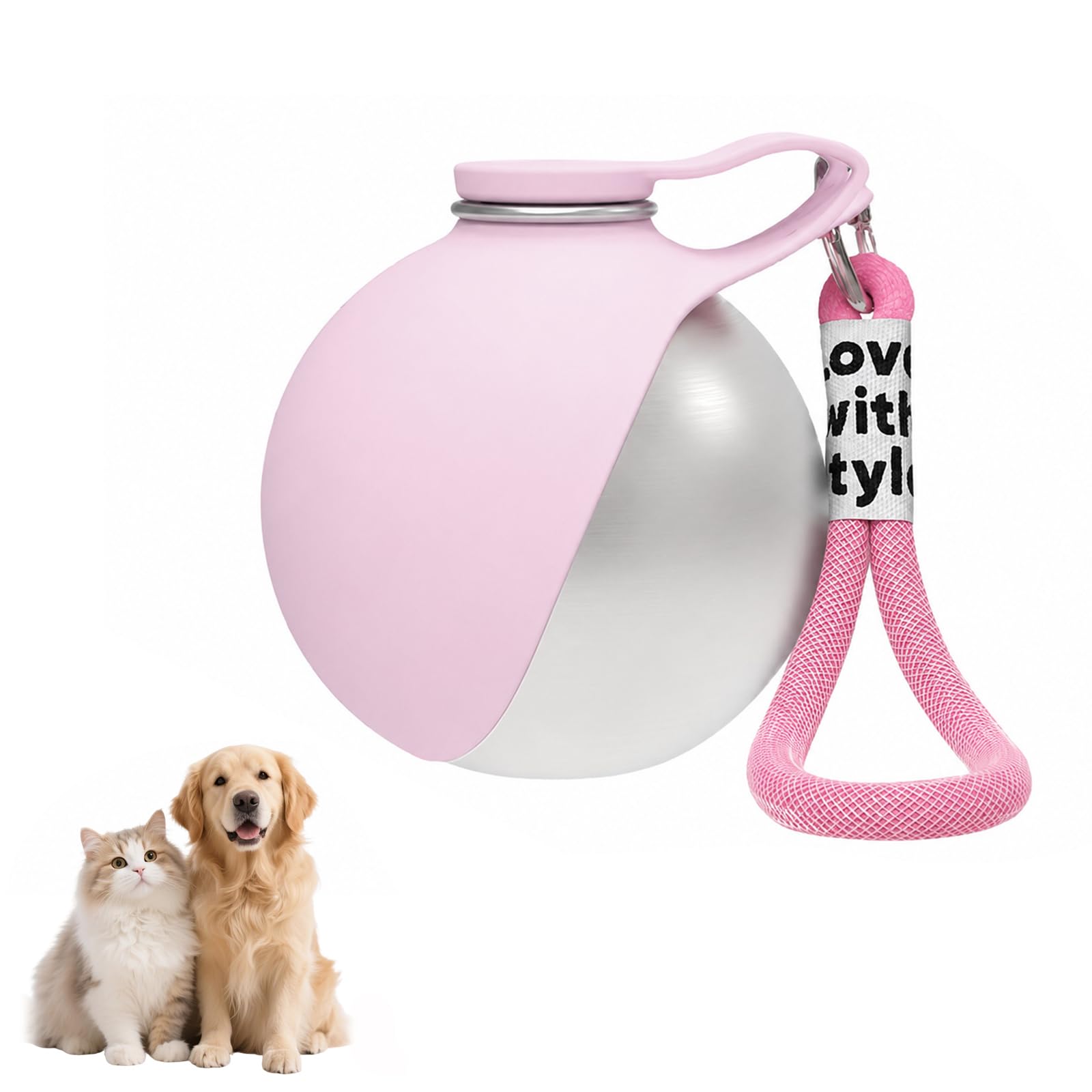 Bebedero Portátil para Perros, 285ml Botella de Agua | para Perros de Acero Inoxidable, a Prueba de Fugas, para Perros Pequeños, Gatos, Viajes, Camping, Paseos